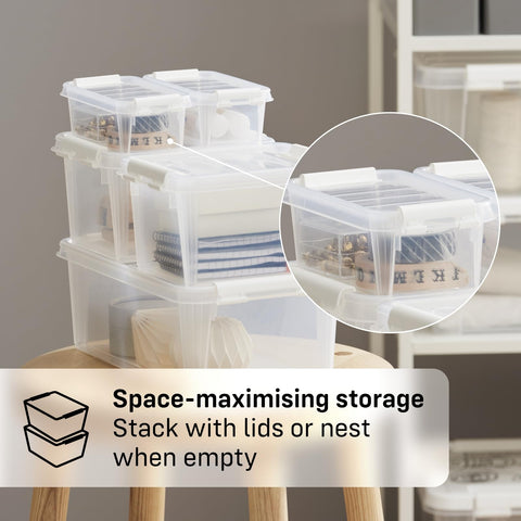 SmartStore - 10x Small Plastic Storage Box with Lid 0.3L (15x9x6cm) |Storage Drawers|Food-Safe Material| Tiny Organisation|BPA-Free|Durable Mini