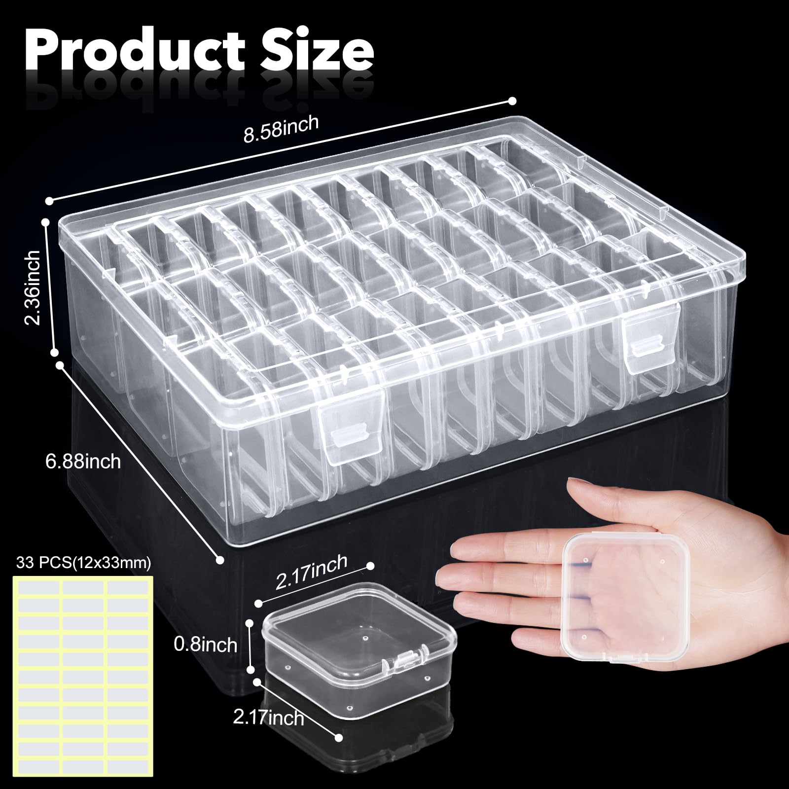 LINYAPRY Bead Organiser Box, 93Pcs Small Bead Storage Containers Plastic Cases with Hinged Lid