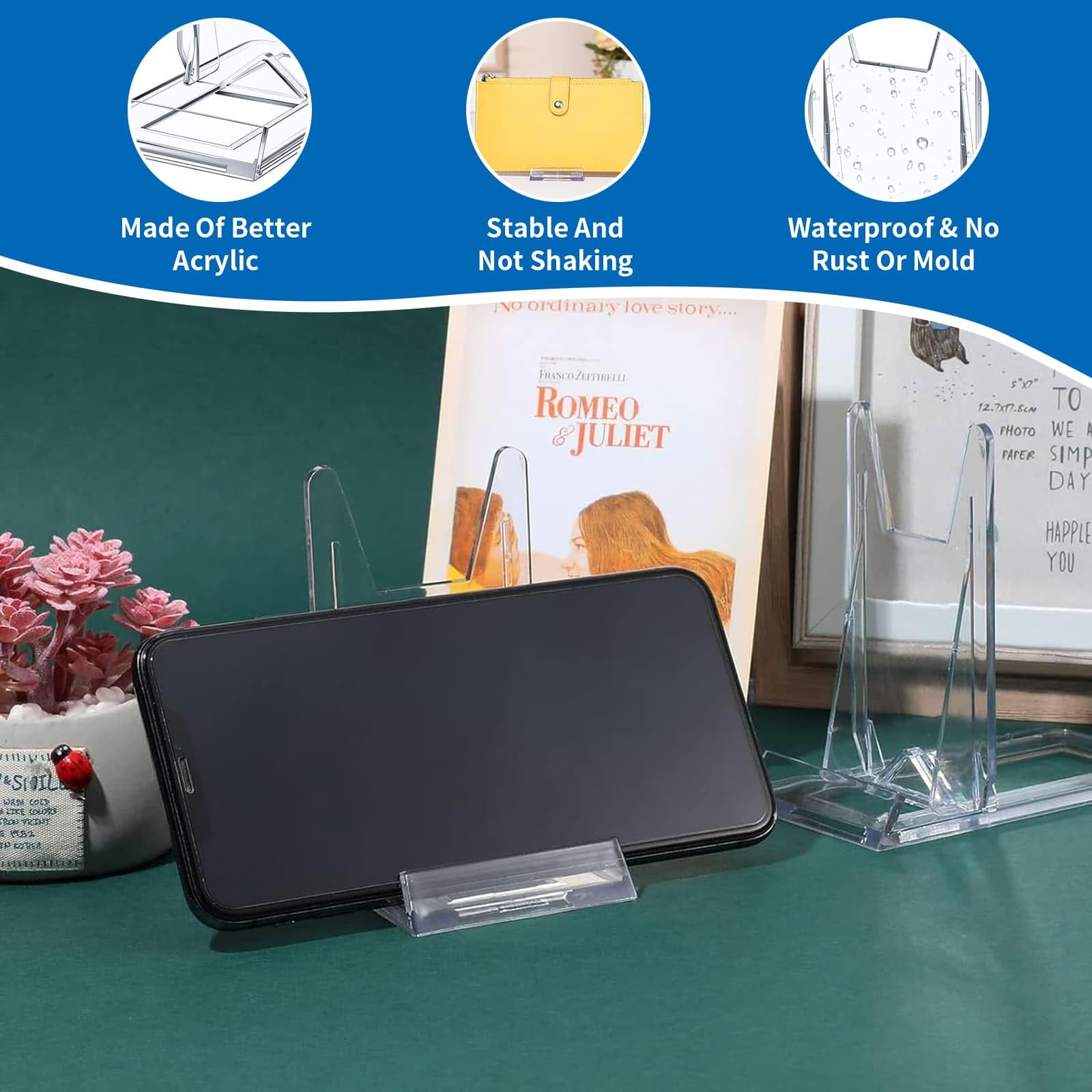 Eidoct 15Pcs Clear Plastic Display Stand, Two Part Adjustable Acrylic Stand