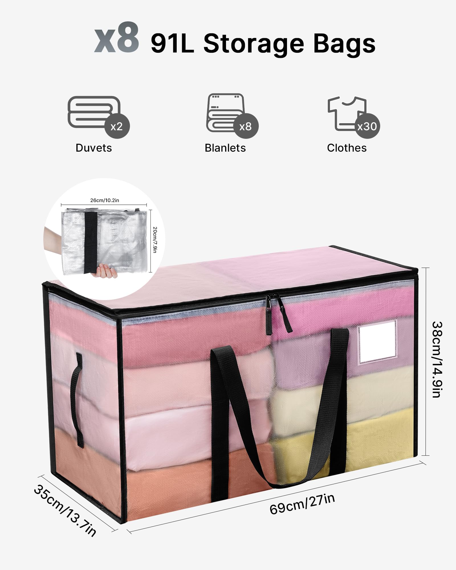 MOLMO 8 Pack Storage Bags, Heavy Duty Moving Bags