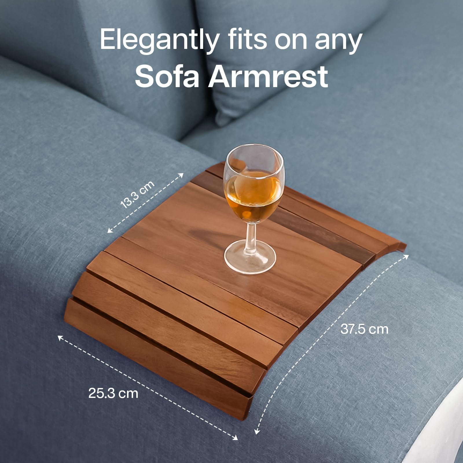 WINSOME Foldable Sofa Arm Tray | Wooden Armrest Tray 37.5 X 25 X 1cm | Water & Scratch Resistant Armchair Tray | Sofa Armrest Organiser for Drinks