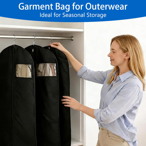 Sevenpers 6 Pack Suit Bags Garment Bags for Hanging Clothes 60x120cm Black