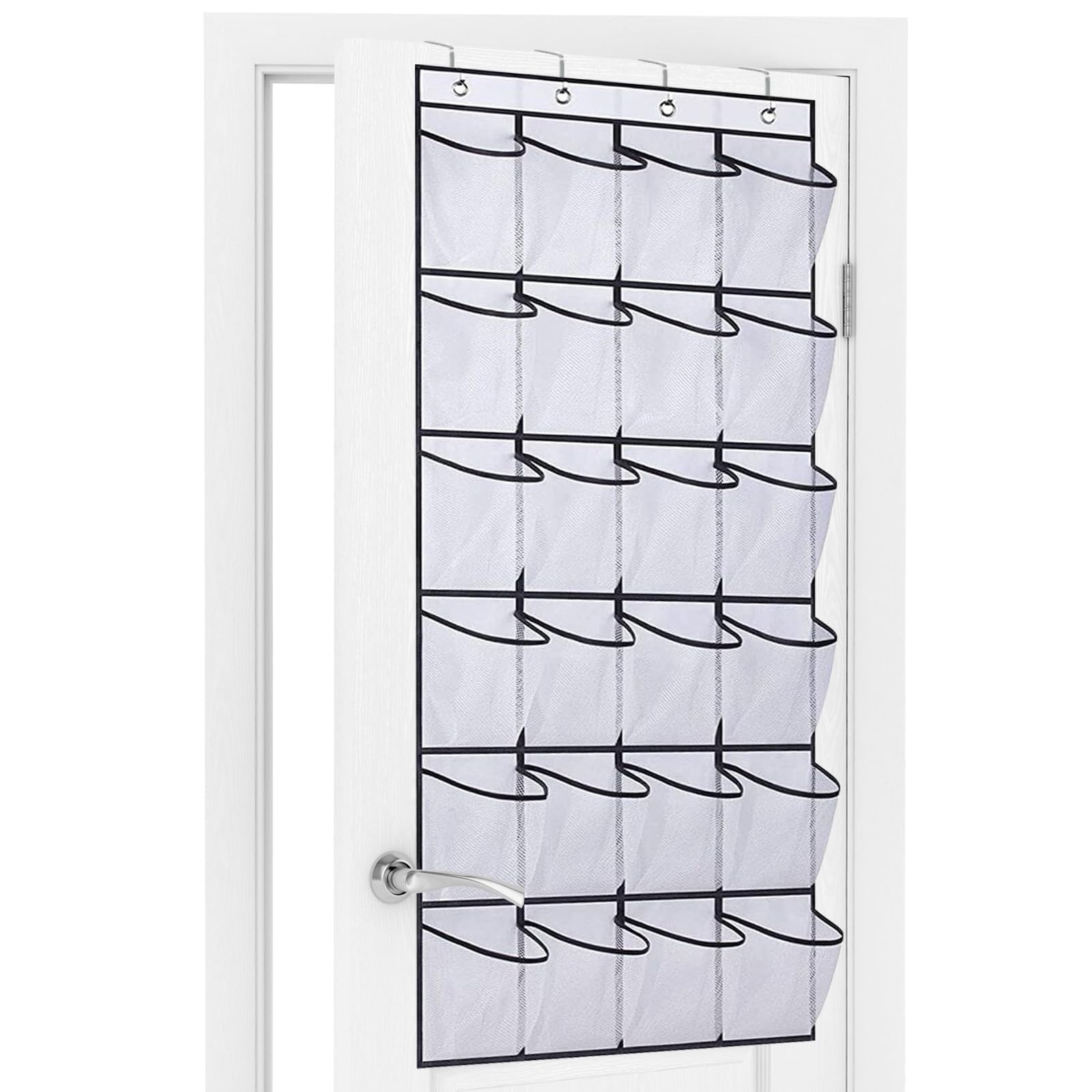 BONAVCY Over the Door Shoe Storage, Hanging Shoe Rack with 24 Mesh Pockets