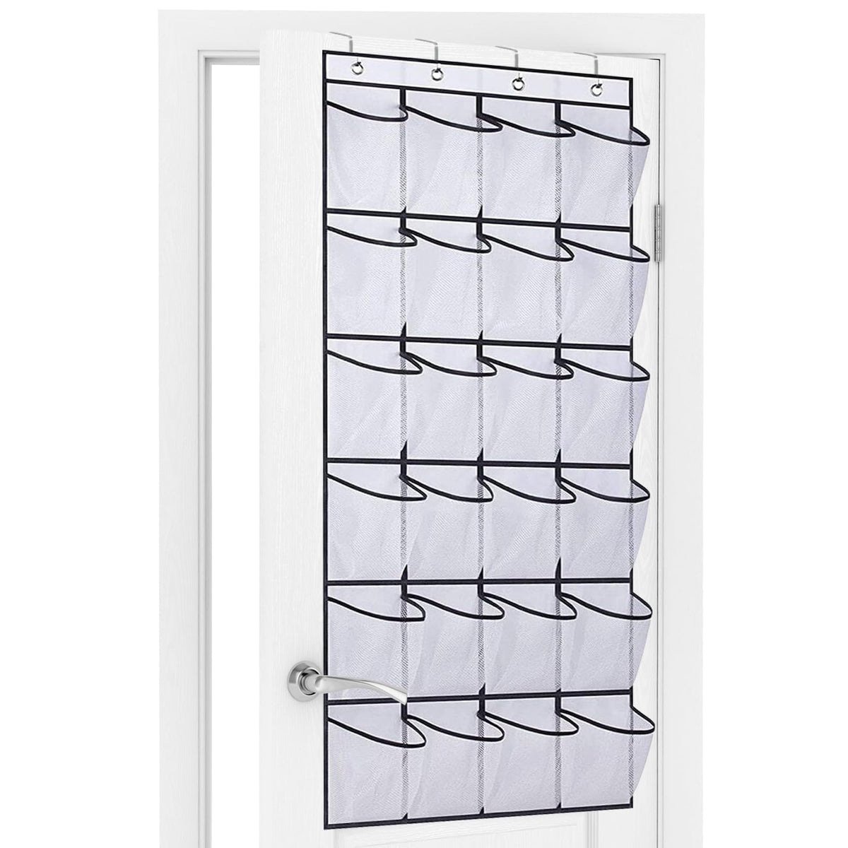 BONAVCY Over the Door Shoe Storage, Hanging Shoe Rack with 24 Mesh Pockets