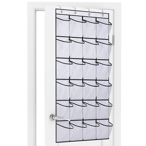 BONAVCY Over the Door Shoe Storage, Hanging Shoe Rack with 24 Mesh Pockets