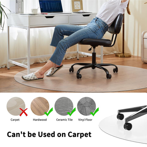 WASJOYE Office Chair Mat for Carpet, 90x90 cm Round Floor Protectors Mats, PVC Carpet Protector Mat with Non-Slip Studded