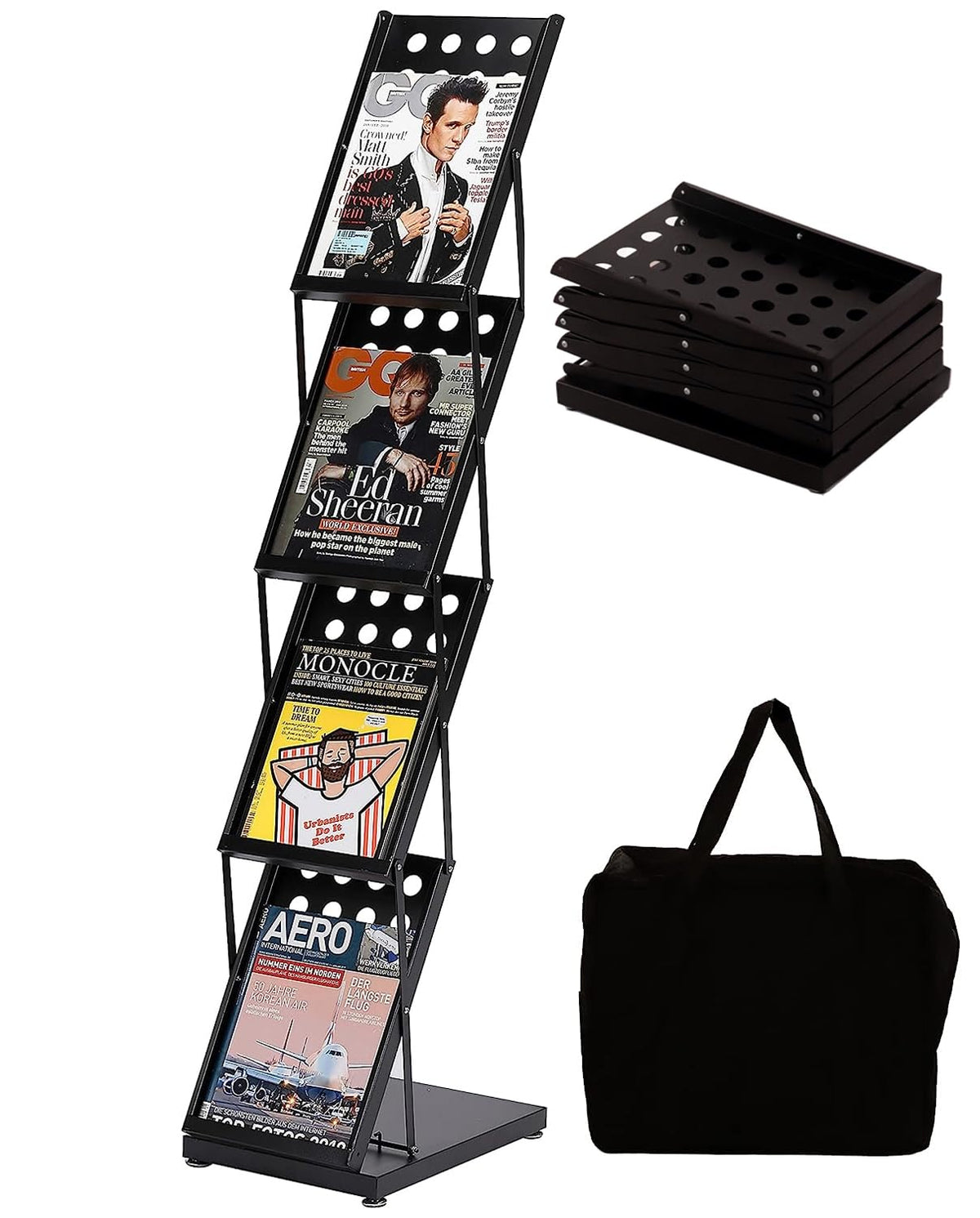 WERTIUNG Brochure Magazine Catalogue Literature Display, Literature Catalogue Rack with Carry Bag