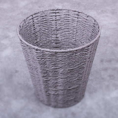 woodluv Round Waste Paper Basket Bin - Rubbish Bin for Bedroom, Bathroom, Offices or Home - Grey
