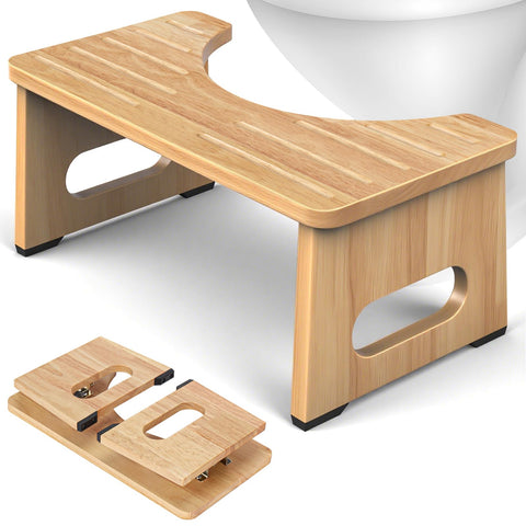 YOSE Wood Toilet Stool Squat Adult, Foldable Squatting Potty for Bathroom, Dual Anti-Slip Potty Step Stool for Pooping