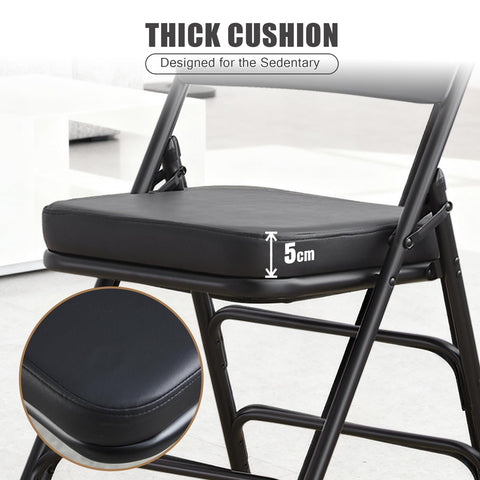 CHAIRABLE Padded Folding Chairs with Thick Cushion, 2 Pack Black