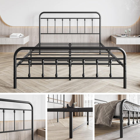 DUMEE King Size Bed Frame with Headboard and Footboard/Under Bed Storage, Metal Bed Frames King Size Mattress Base No Box Spring Needed