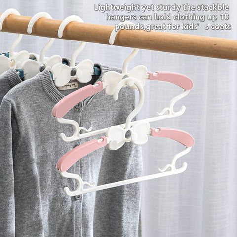 Baby Hangers 20 Pack, Adjustable Kids Hangers with Stackable Hooks Pink