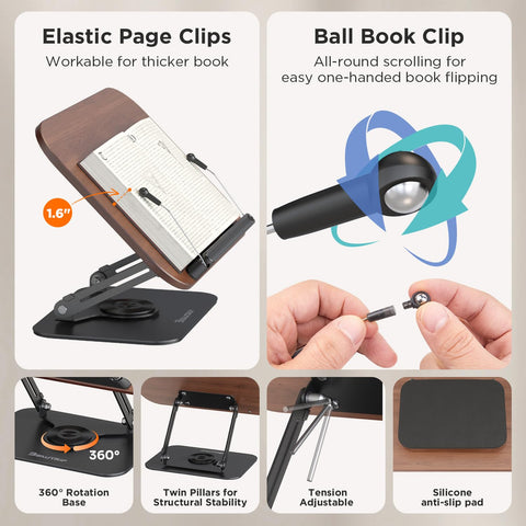 BEAUTRIP Book Stand for Reading, Foldable Book Holder for Desk Hands Free, Display Stand for Office, Kitchen, Cookbooks, Textbooks, Recipes