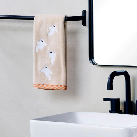 SKL Home Halloween Tossed Ghosts Hand Towel 2 pc Set for Bath/Kitchen/Bar & Gift