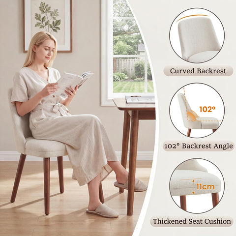 Dining Chairs Set of 4, Upholstered Dining Room Chairs with Ergonomic High Back, Thick Padded Seat, Skin-Friendly Fabric