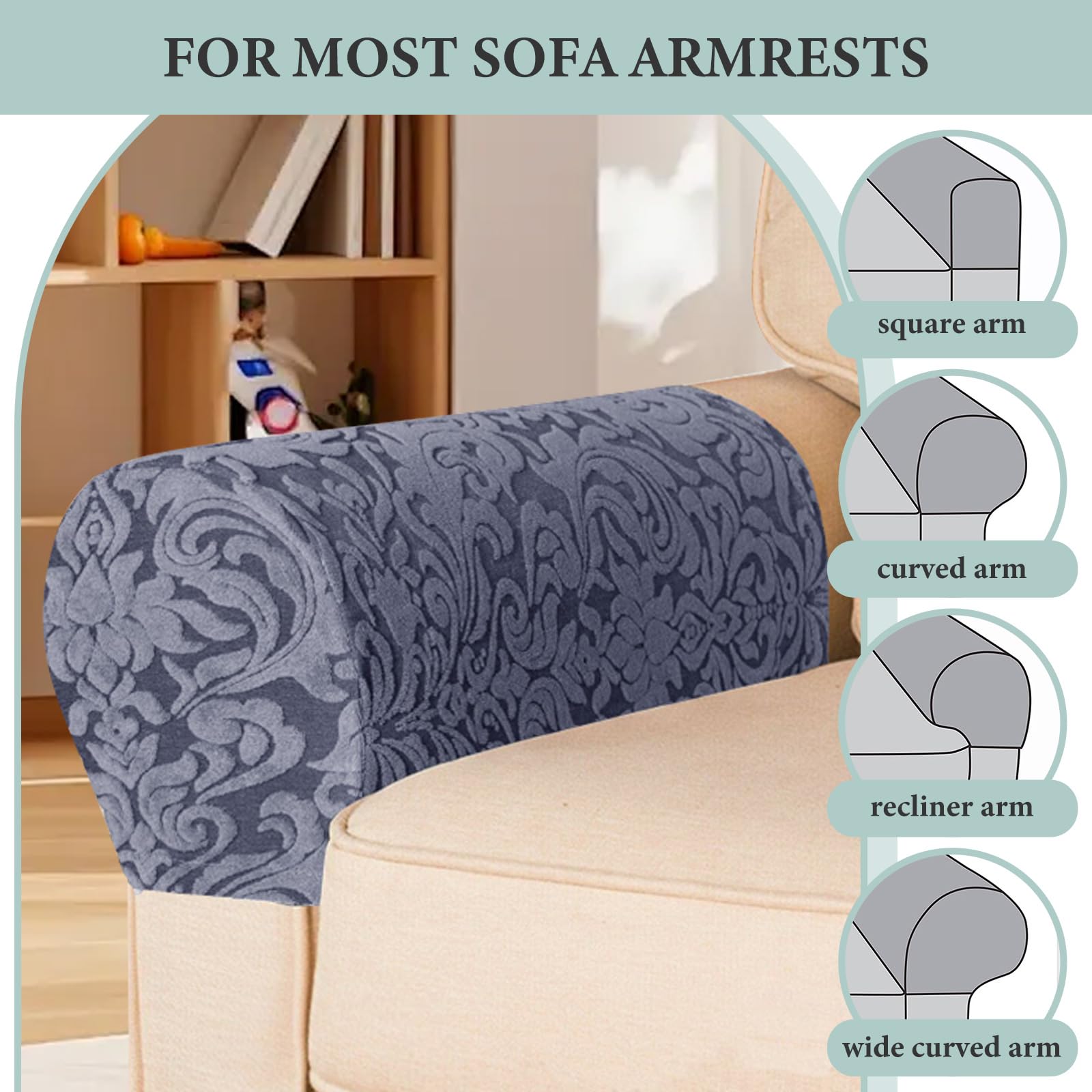 YancLife Armrest Chair Covers, Set of 4 Stretch Armchair Couch Armchair Covers for Arms Sofa