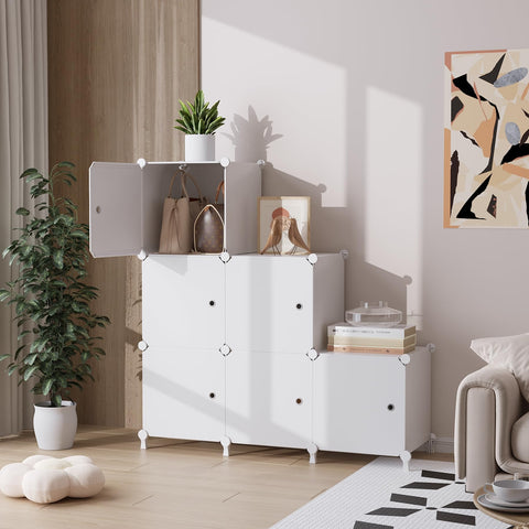 AWTATOS 6 Cube Storage Unit with Doors, Storage Cubes for Home Office