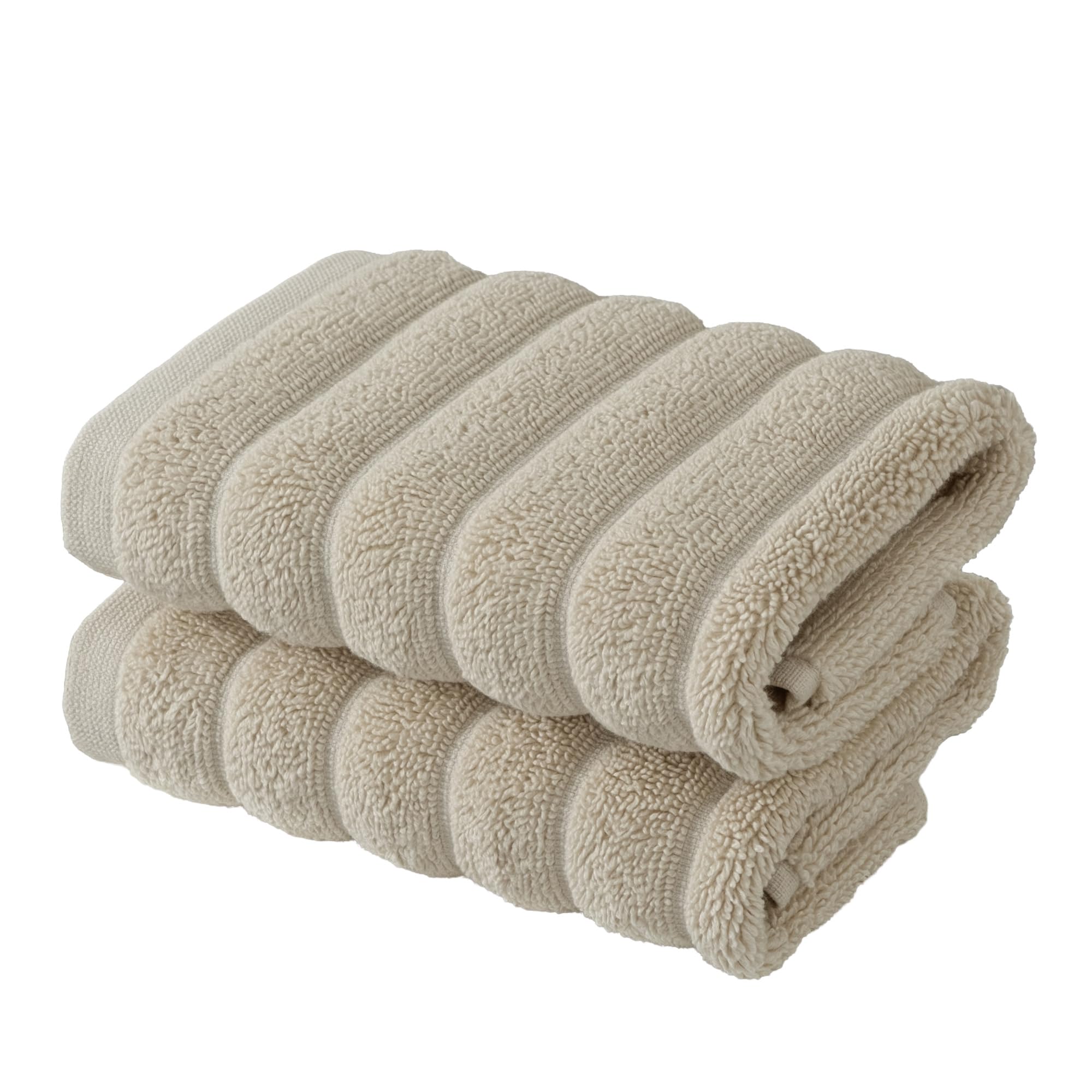 BERIBO Cloud Turkish Towel Set 100% Cotton 620gsm (Sandstone, 2 Face Flannels)