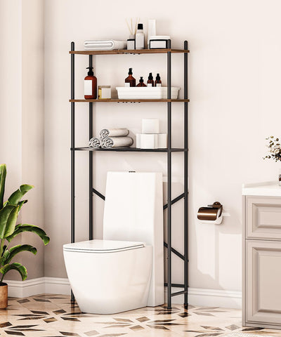 HOOBRO Over Toilet Storage Unit Bathroom Shelf, 3-Tier Bathroom Storage Unit, Freestanding Above Toilet Storage Rack with Adjustable Feet