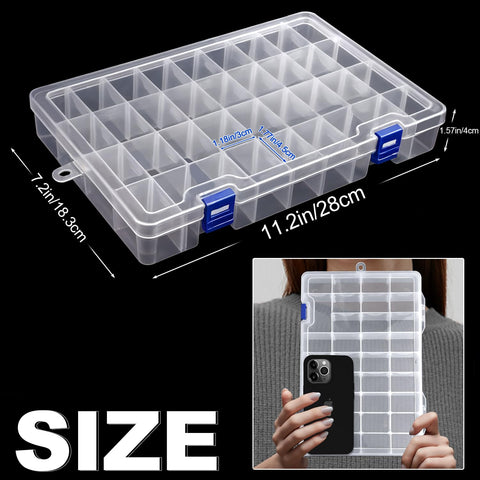 Mgood Storage Box with Adjustable Dividers, 34 Compartments, White