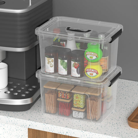 Vadidiya 12 L Plastic Storage Boxes with Lids and Handles, 6 Packs
