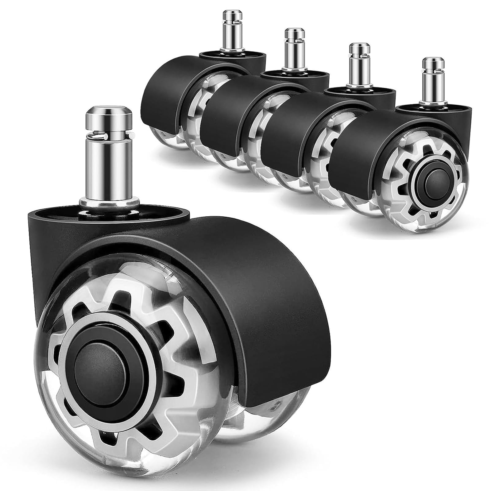 GIONAR Office Chair Wheels Set of 5, 11x22mm Rubber Chair Casters for Hard Floors, Carpet, Parquet, Laminate & Tile, No Scratches