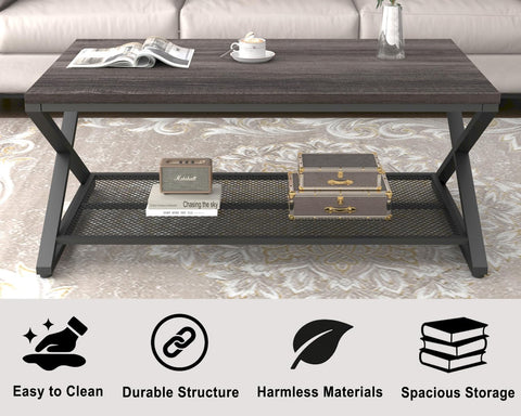 LVB Coffee Table for Living Room Coffee Tables With Storage 100cm Dark Oak