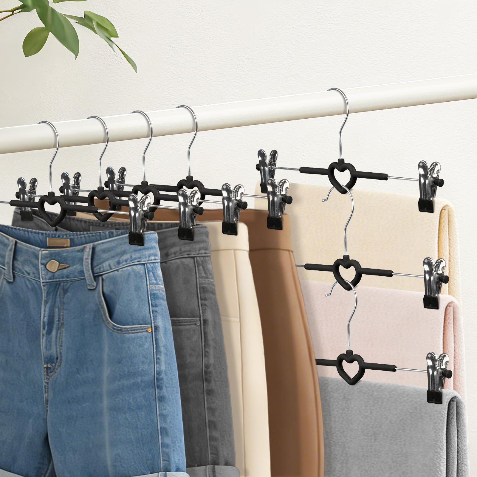 20 Pack Trouser Hangers with Clips |Space Saving Chrome Metal Adult Skirt & Coat Hangers|Strong Clothes Hangers for Trousers Bottoms Jeans Slacks