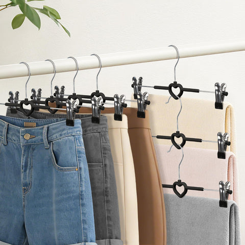 10 Pack Trouser Hangers with Clips |Space Saving Chrome Metal Adult Skirt & Coat Hangers|Strong Clothes Hangers for Trousers Bottoms Jeans Slacks