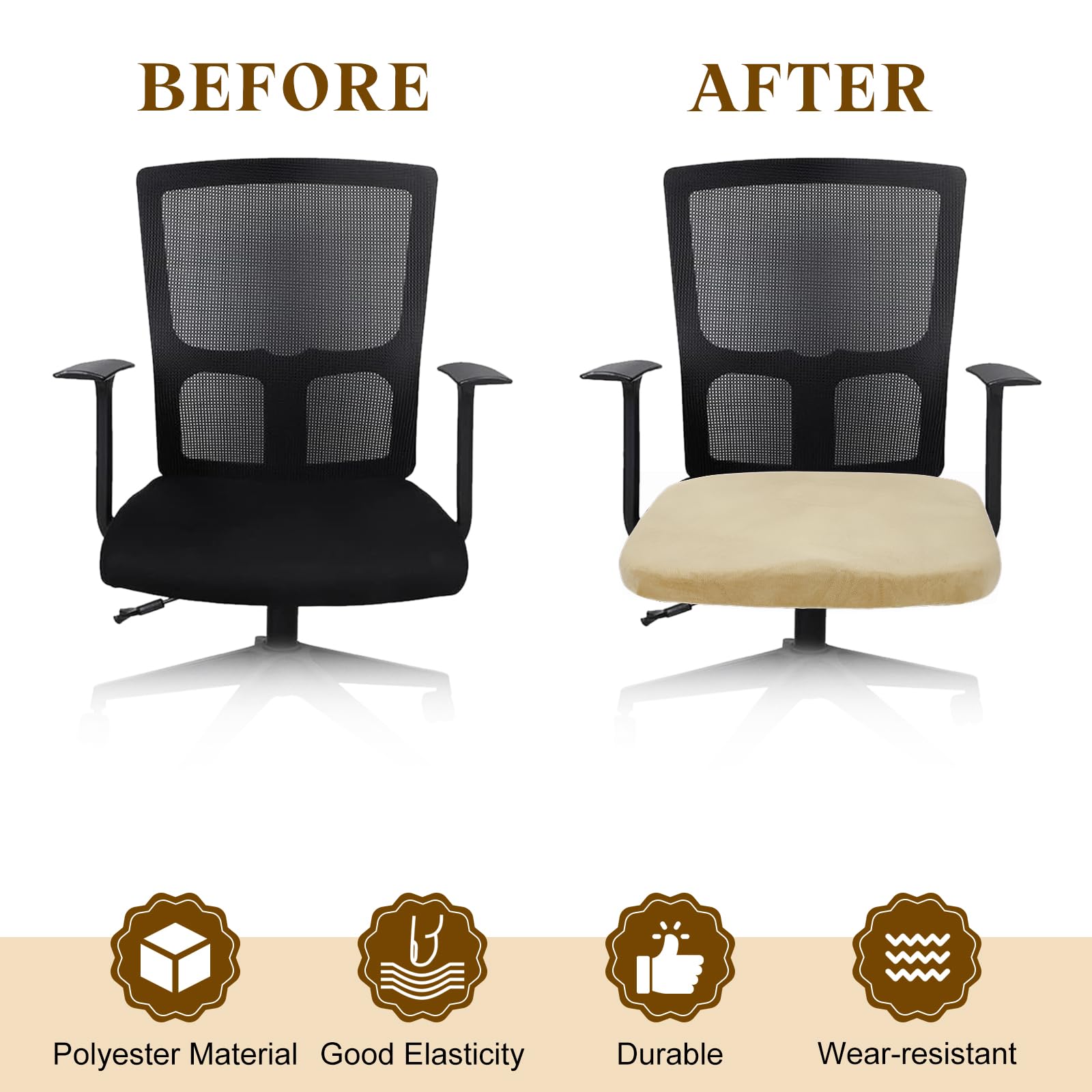 sourcing map Office Chair Cover, Stretchable Soft Rotating Chair Slipcover Washable Desk Computer Seat Cover Protector for Office Home, L(45-48cm)