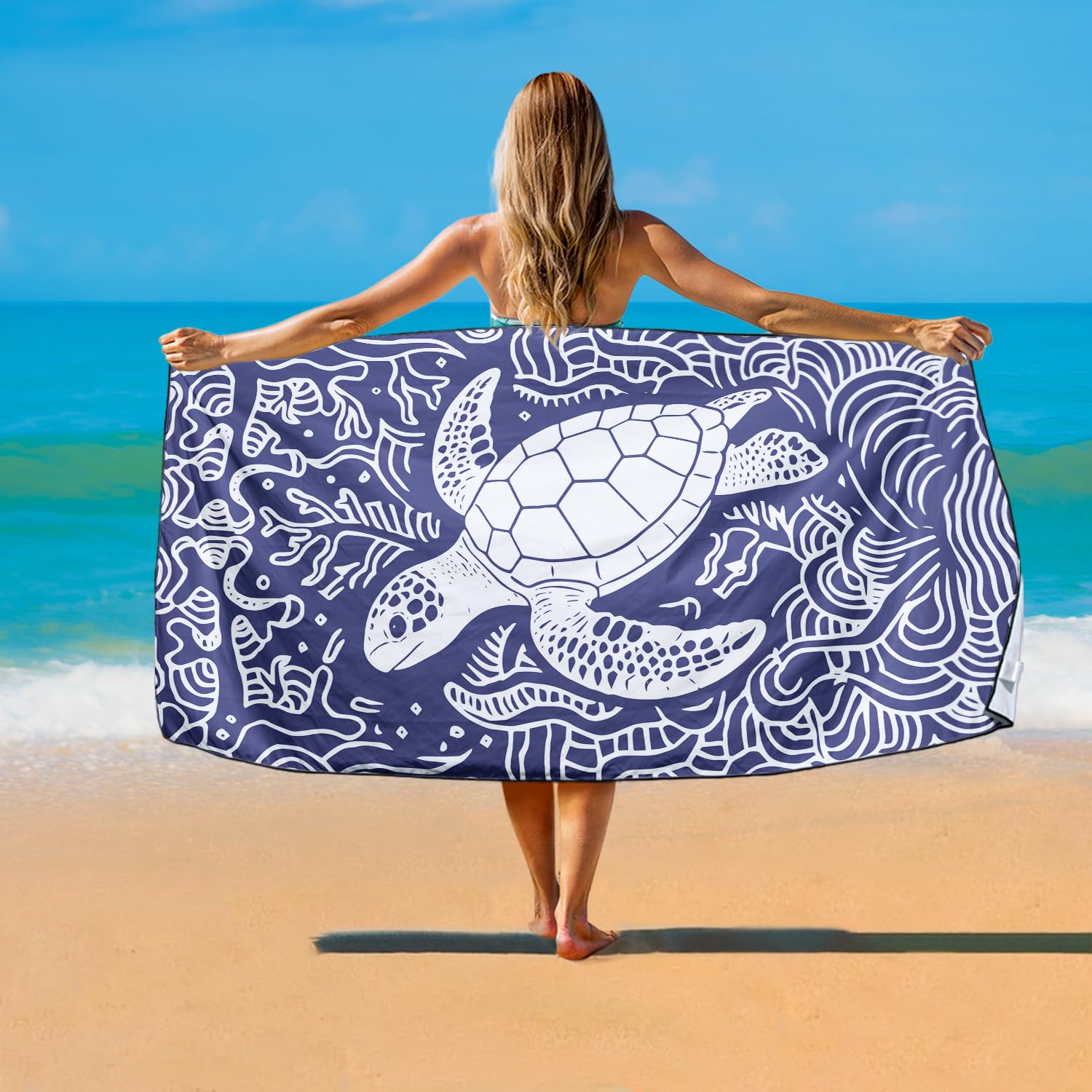 Violetpos 2 Pack Extra Large 180x90 cm Beach Towels, 250GSM Premium Microfibre, Sand Free Quick Dry Lightweight