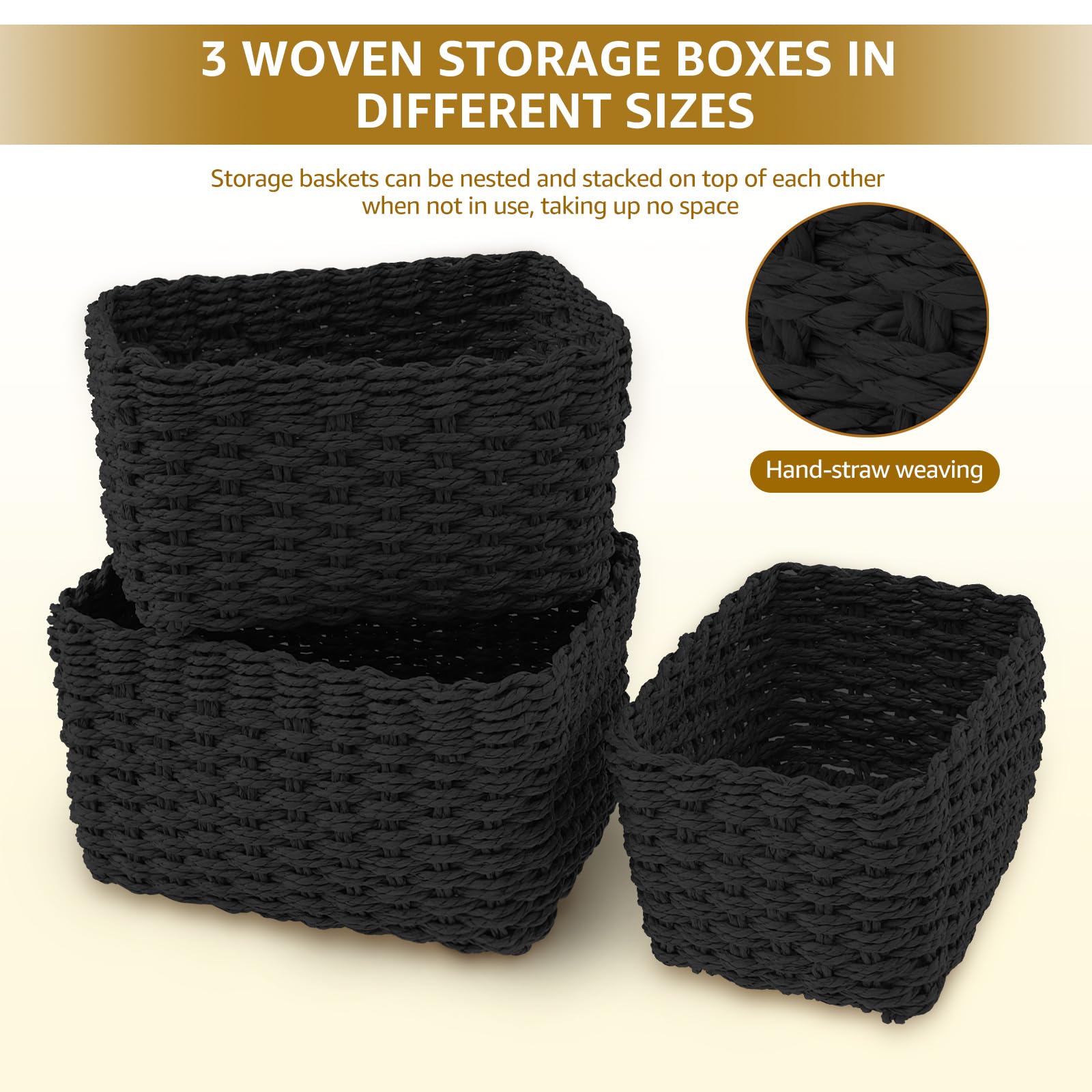 Storage Baskets 3 Pcs Woven Storage Basket Bathroom Baskets Toiletries