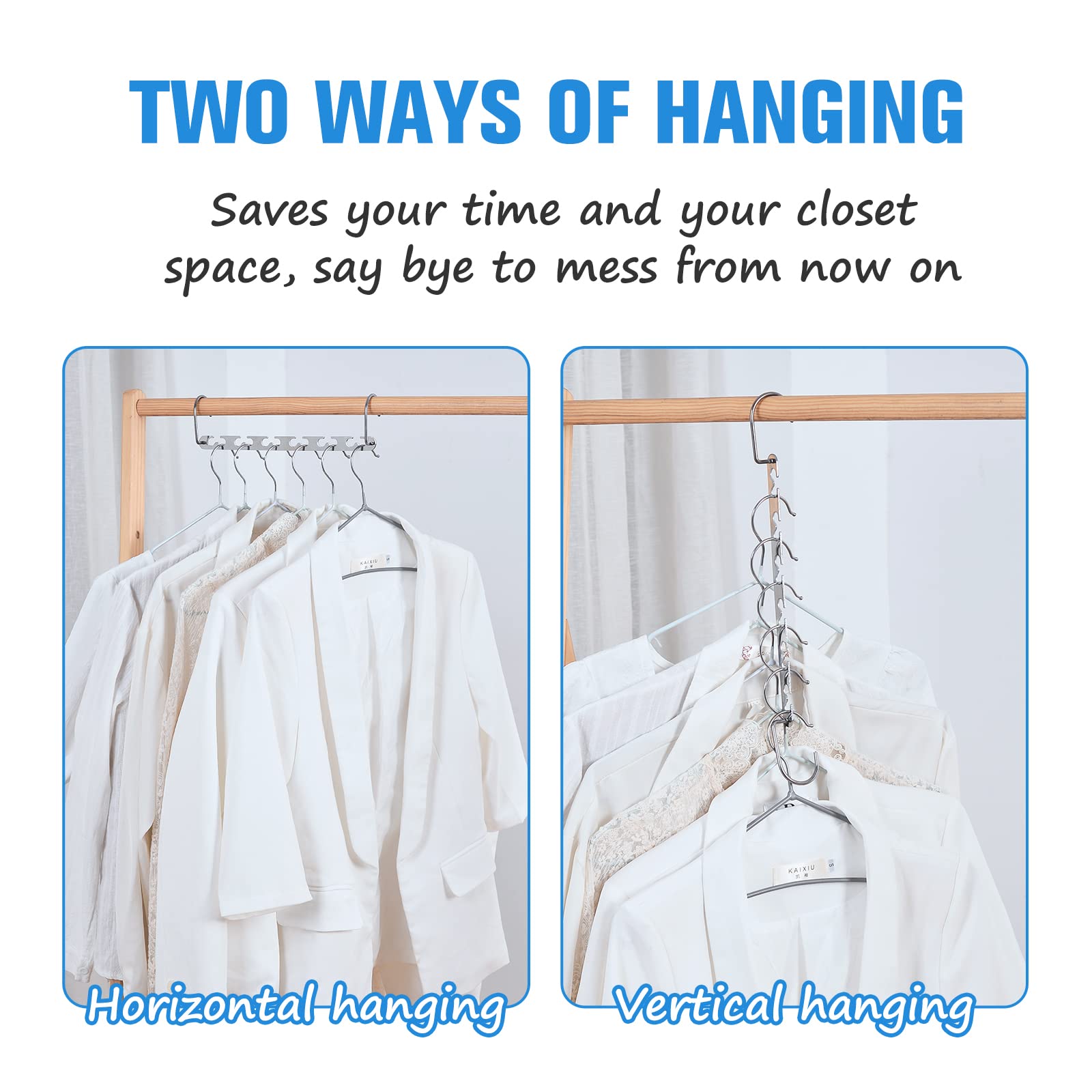 RAINBERG 10 Pack Metal Magic Hangers Space Saving Hangers Closet Space Saving Wardrobe Clothing Hanger Organizer, Updated Hook Design. (10)