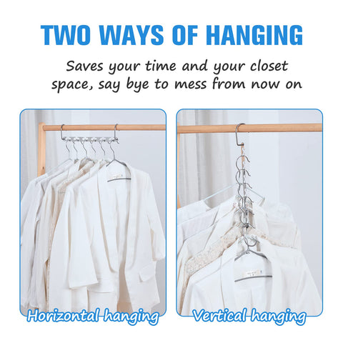 RAINBERG 10 Pack Metal Magic Hangers Space Saving Hangers Closet Space Saving Wardrobe Clothing Hanger Organizer, Updated Hook Design. (10)