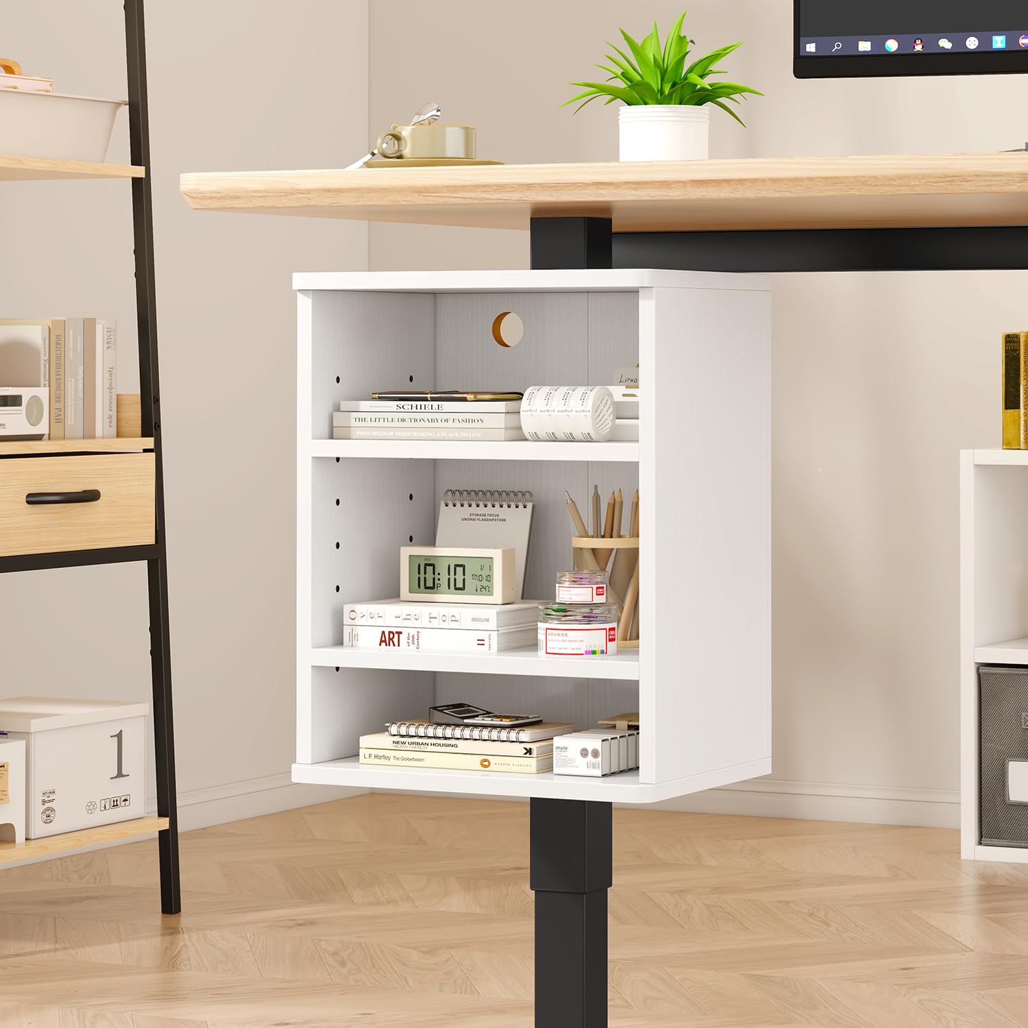 IBUYKE Under Desk Storage Cabinet Clamp on Desk Legs Shelf UTMZ012W