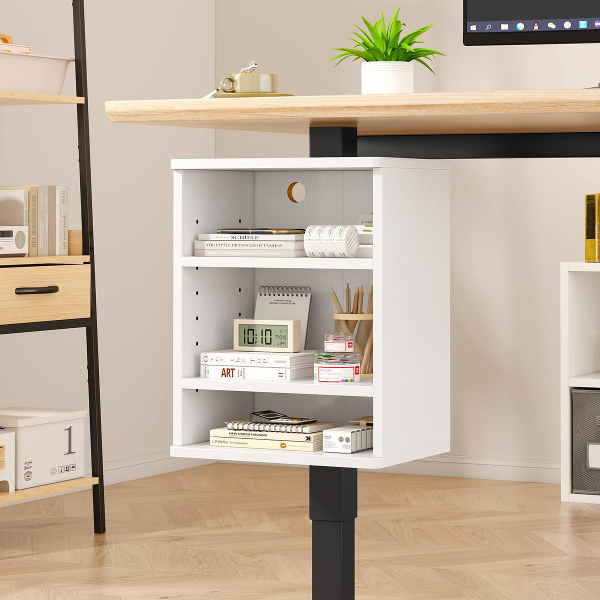 IBUYKE Under Desk Storage Cabinet Clamp on Desk Legs Shelf UTMZ012W