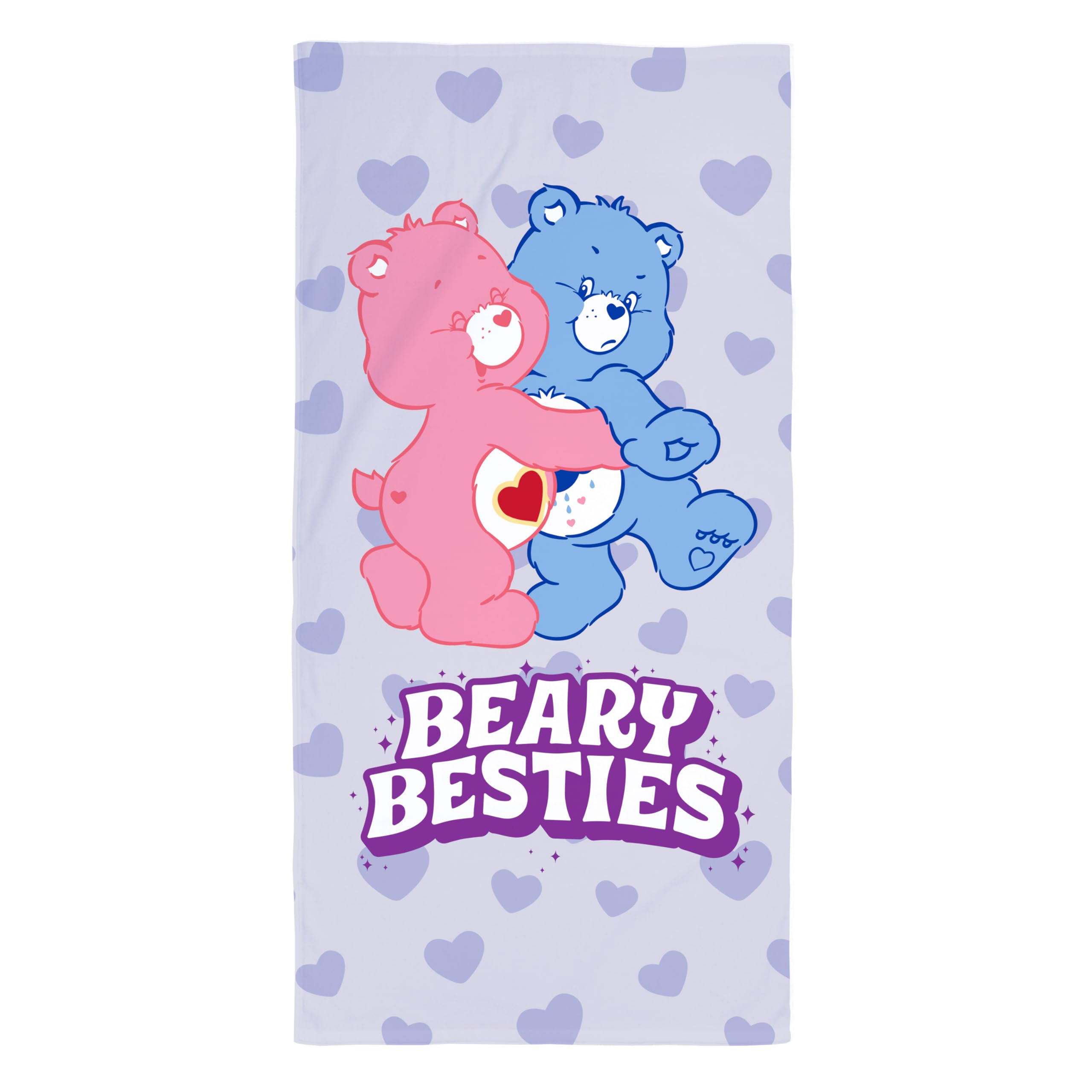 Character World Care Bears Officially Licenced Kids Towel | Super Soft Feel | Besties Design Featuring Cheer and Grumpy Bear | Perfect The Home, Bath