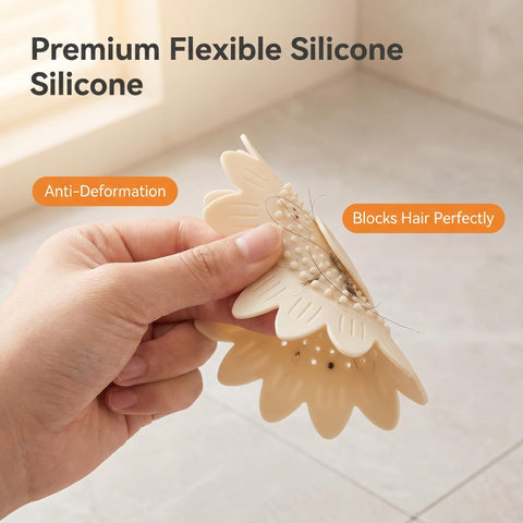 2 Pack Silicone Shower Drain Hair Catcher, Silicone Sink Strainer Protector & Shower Drain Cover
