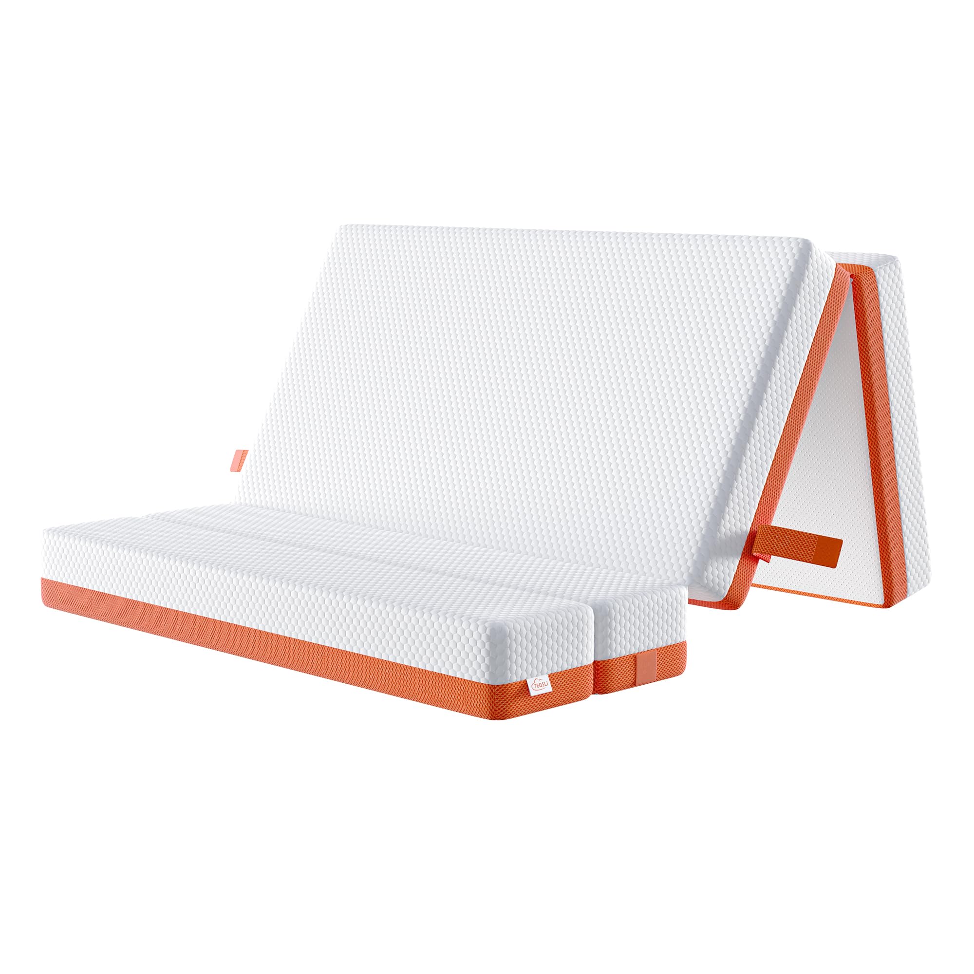 TeQsli Folding Mattress, 15cm Small Double Foldable Mattress, Memory Foam with Removable Washable Cover, for Guest Sofa Bed, Camping, Travel