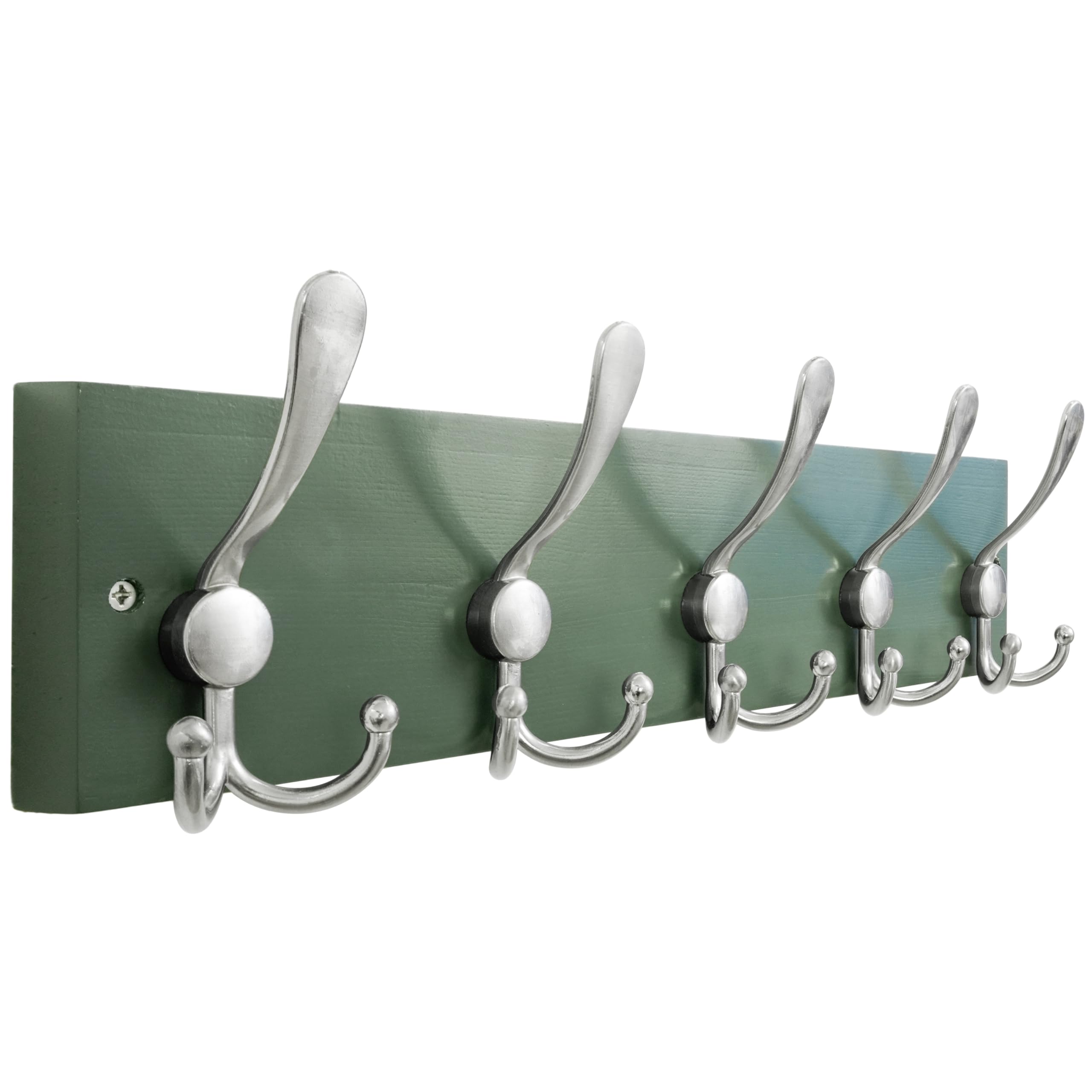 SKOLOO Creations Forest Green Solid Wood Wall Mounted Coat Rack, 5 Hooks, 16-7/8" Long - Kitchen, Mudroom, Entryway, Bathroom