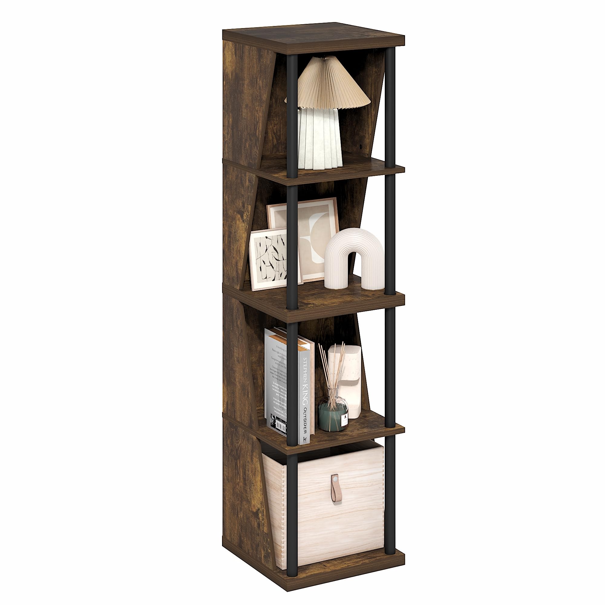 Furinno FLEXI Storage Shelf, 4-Cube Corner Shelf, Book Shelf, DIY Stackable & Separable Display Bookcase, for Organization and Storage
