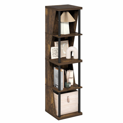Furinno FLEXI Storage Shelf, 4-Cube Corner Shelf, Book Shelf, DIY Stackable & Separable Display Bookcase, for Organization and Storage