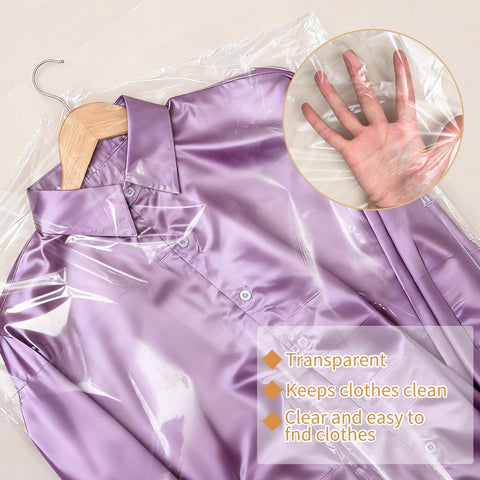 35 Pack Plastic Clothes Covers, Dry Cleaning Bags, Garment Bags 60 * 90 cm