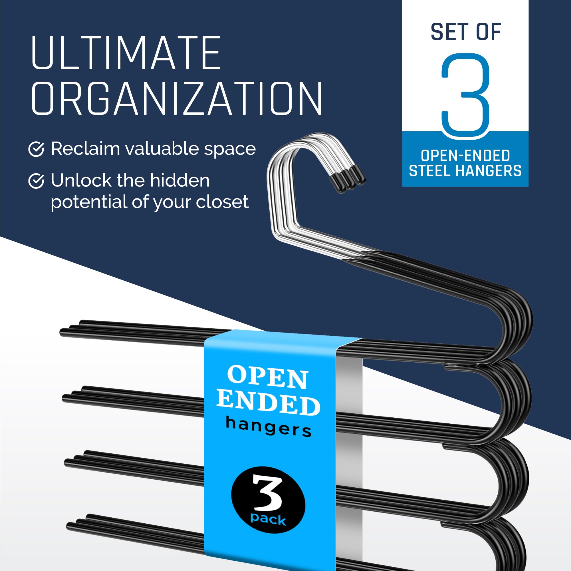 Trouser Hangers Multi Pants Space Saving - 4 Tier Metal Hanger for Pants (3)