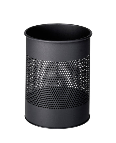 Durable Metal Round Waste Bin Charcoal - 15 Litre Capacity - 165mm Perforated Ring Design - Waste Bin for Bedrooms, Offices, Bathrooms, etc.