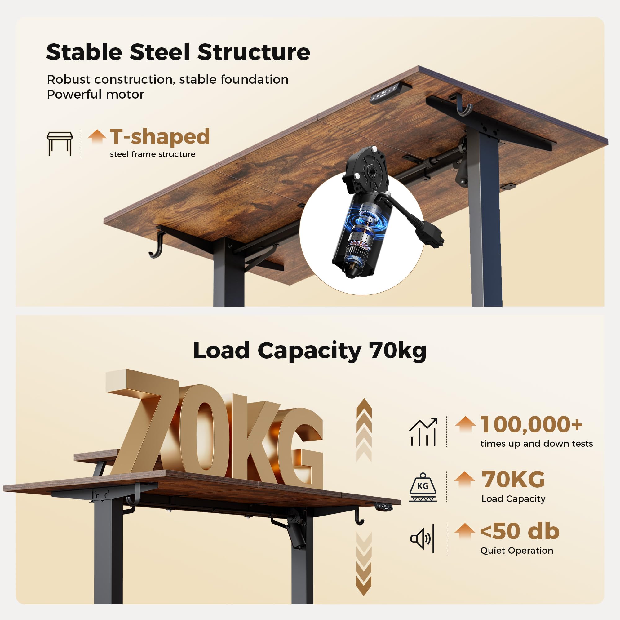 Agilestic Electric Standing Desk, Led & Plug, Movable Monitorstand, 160x60