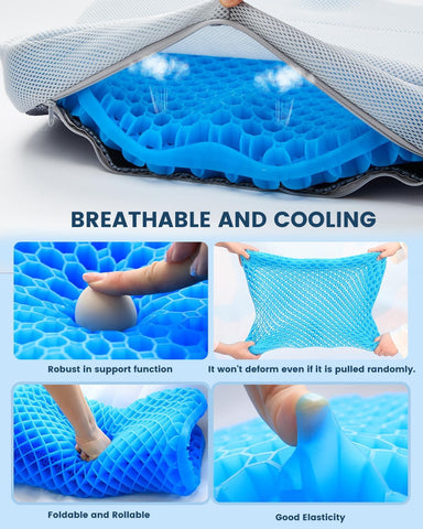 Double-Layer Gel Seat Cushion Breathable Wheelchair Pad for Long Sitting