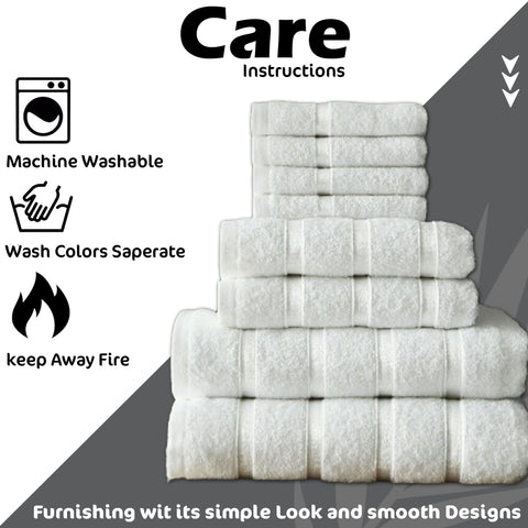 FAIRWAYUK 8-Piece Towels Bale Set for Bathroom, Ultra Soft Premium Quality Water Absorbent Towel Gift Sets, 100% Egyptian Cotton