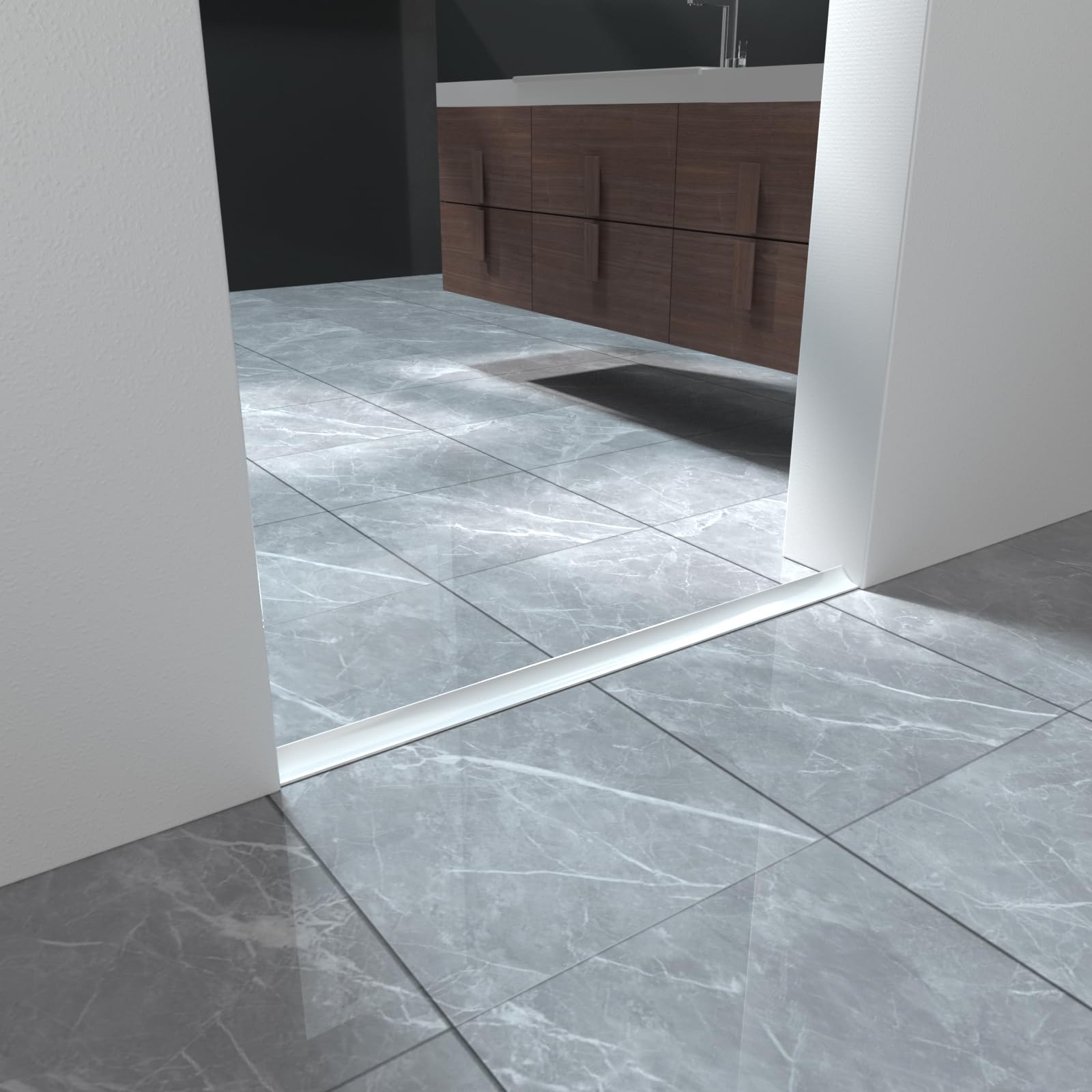 Esufeir 39"/1M White Wet Room Floor Barrier for Bathroom,Shower Tray