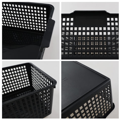 Joyeen Large Stroage Basket, Plastic Kitchen Cupboard Basket Box Set of 4 (Black)